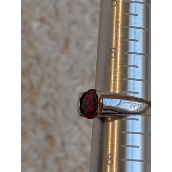 Vintage Red Garnet Signet Ring Sterling Silver Unique Gemstone Natural Stone 7 - Picture 6 of 8